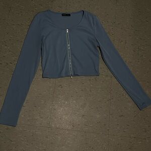 SHEIN (baby blue) zip up long sleeve shirt